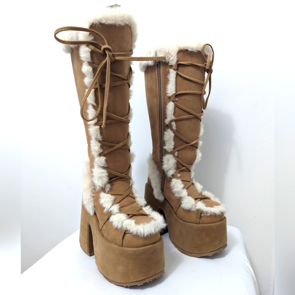 Demonia Camel Fur Boots